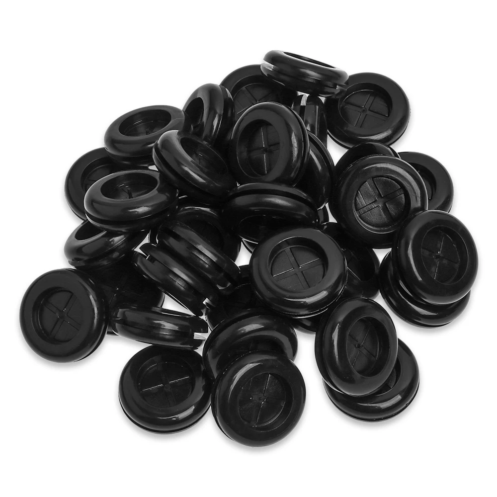 Grommet Protective coil Double-sided Black Rubber Firewall Hole Plug Retaining Ring Parts Car Electrical Wire Gasket Kit 50pcs