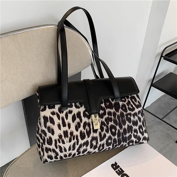 

Burminsa Winter Retro Leopard Pattern Shoulder Bags For Women Large Capacity Zebra Work Tote Bags High Quality Hand Bags 2020