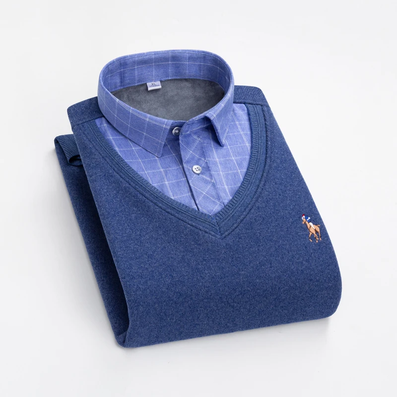 

Зимняя Мужская модная двухкомпонентная Толстая теплая рубашка с длинным рукавом мужская деловая Повседневная Мягкая Плюшевая строчка на подкладке