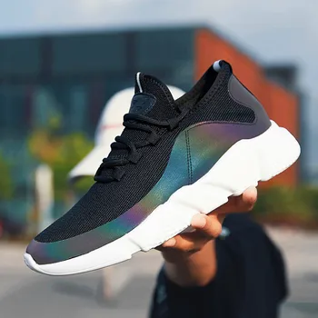 

Men Sneakers Fashion High Quality Men's Casual Shoes Flying woven sports shoes hollow breathable flying woven mesh running shoes