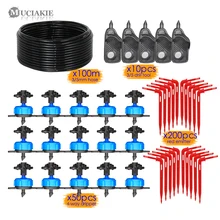 MUCIAKIE 100 м 8LPH Сад Микро излучатель системы 3/5 мм 4-полосная водоснабжения красный микроороситель на штыре набор для теплицы