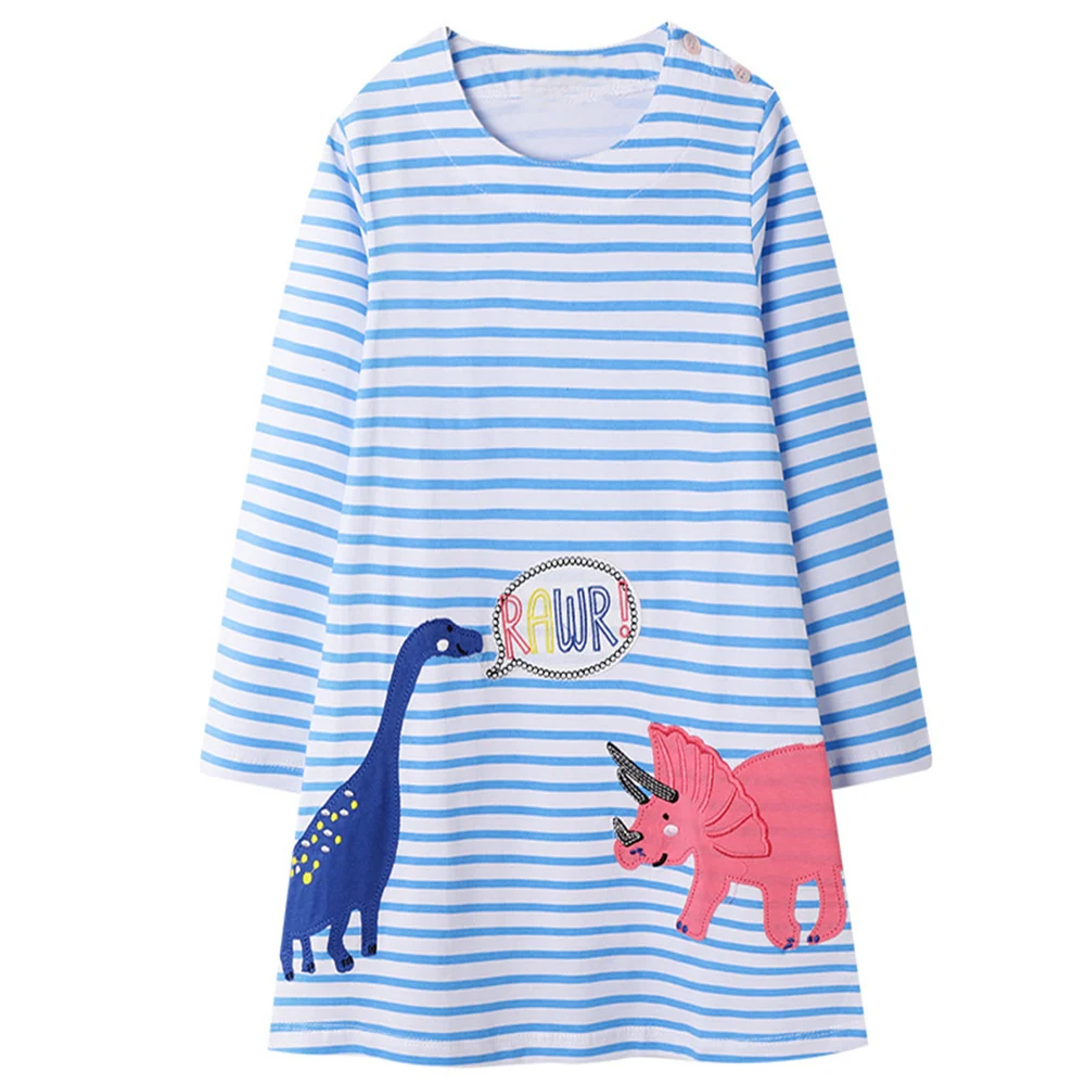 Jumping Meter платье с единорогом осенне-зимнее платье с аппликацией животных для маленьких девочек одежда для малышей хлопковая детская одежда платье принцессы