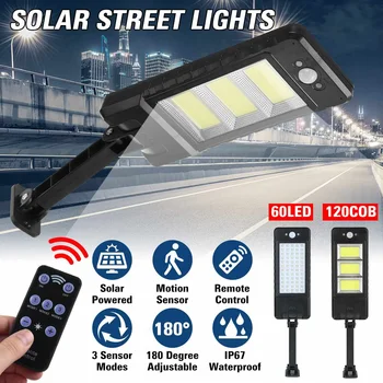

60LED/120COB Motion Sensor Outdoor Solar Lights IP67 Waterproof 120 Degree Induction 3 Sensor Modes Solar Street Wall Lamp