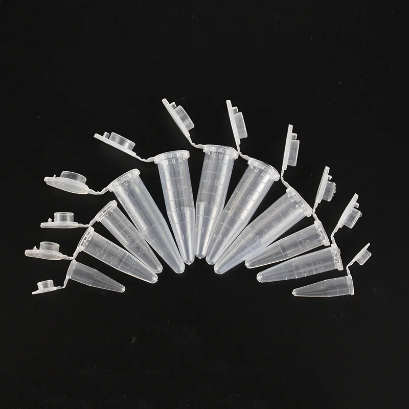 100PCS 0.2ml/0.5ml/1.5ml Clear Micro Plastic Test Tube Centrifuge Vial Snap Cap Laboratory centrifuge tube