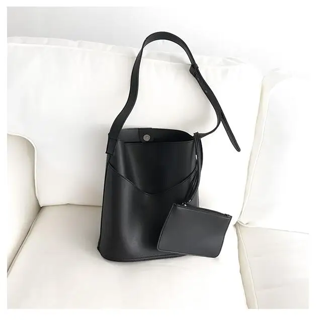 Модная женская сумка-мешок из искусственной кожи, Большая вместительная композитная сумка, Женская Повседневная сумка через плечо, винтажная Повседневная Сумка-почтальон, t59682