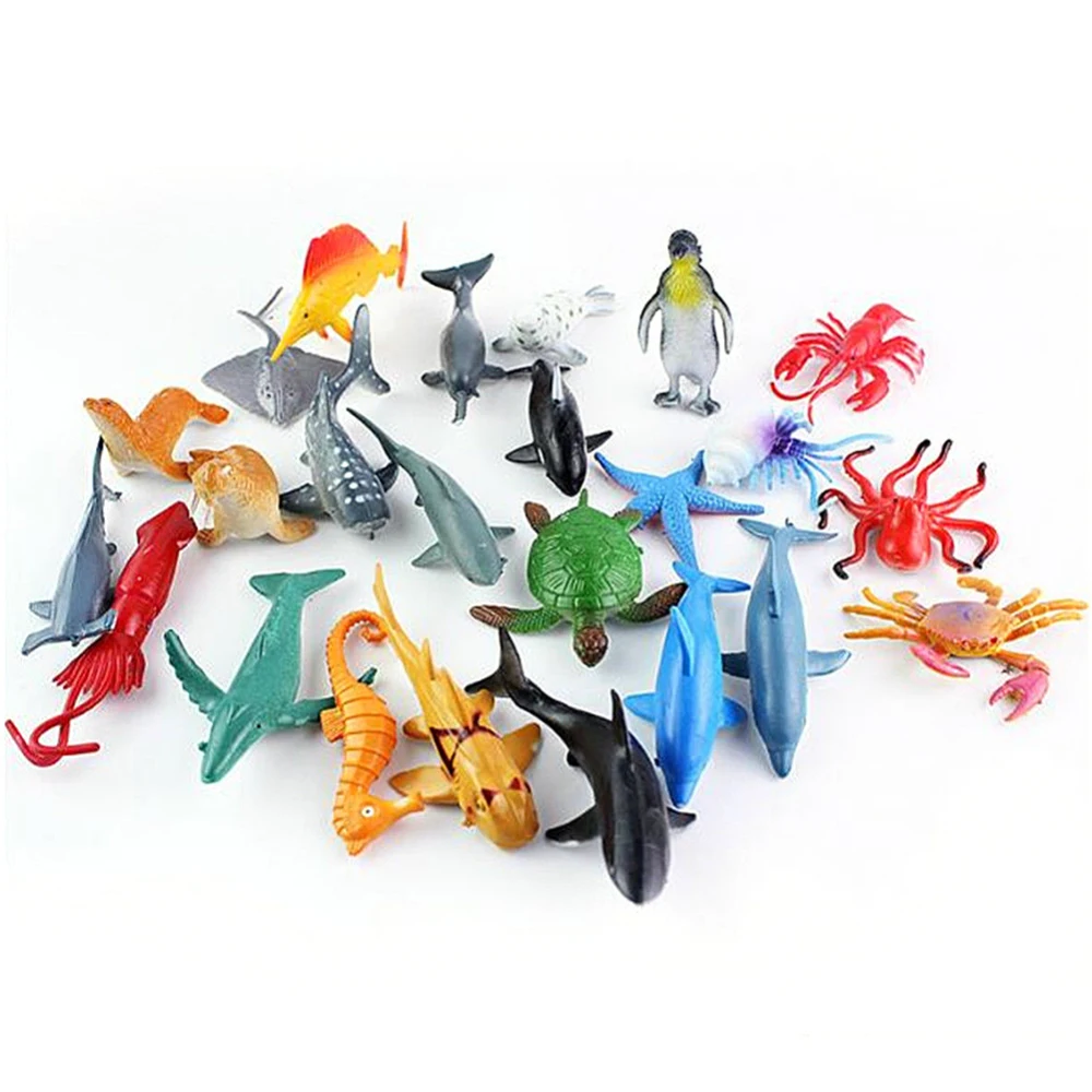 24 Pcs PVC Ocean Animals Figure Sea Creatures Model Toys Dolphin Turtle