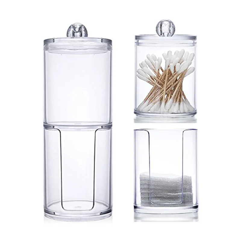 

Acrylic Makeup Organizer Cotton Swabs Qtip Container Cosmetic Makeup Cotton Pad Organizer Jewelry Storage Box(Empty Box)
