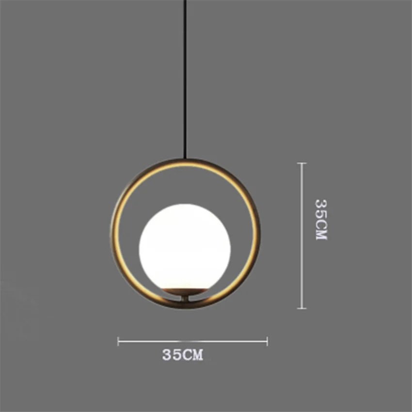 Современные светодиодные круглые стеклянные подвесная люстра в форме шара glod освещение светильник промышленный подвесной светильник столовая кухонный подвесной светильник - Цвет корпуса: Gold 35CM