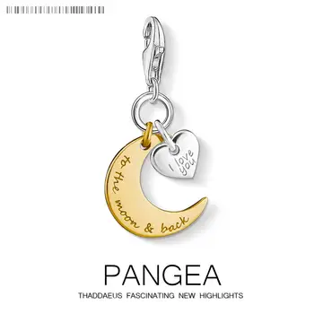 

Moon & Love Heart Charm Pendants For Women Romantic DIY 925 Silver Jewelry Fit Bracelet Necklace Phone Chain Keyring Pendant