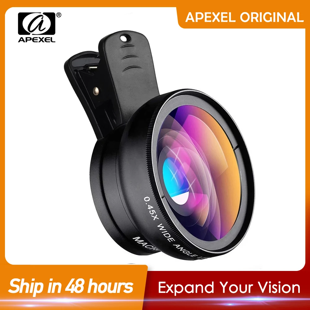 Apexel 2 In 1 Hd Camera Lens 0.45x Super Wide Angle&12.5x Macro Mobile Lens  Phone Lens For Iphone 11 Xiaomi Samsung Smartphones - Mobile Phone Lens -  AliExpress
