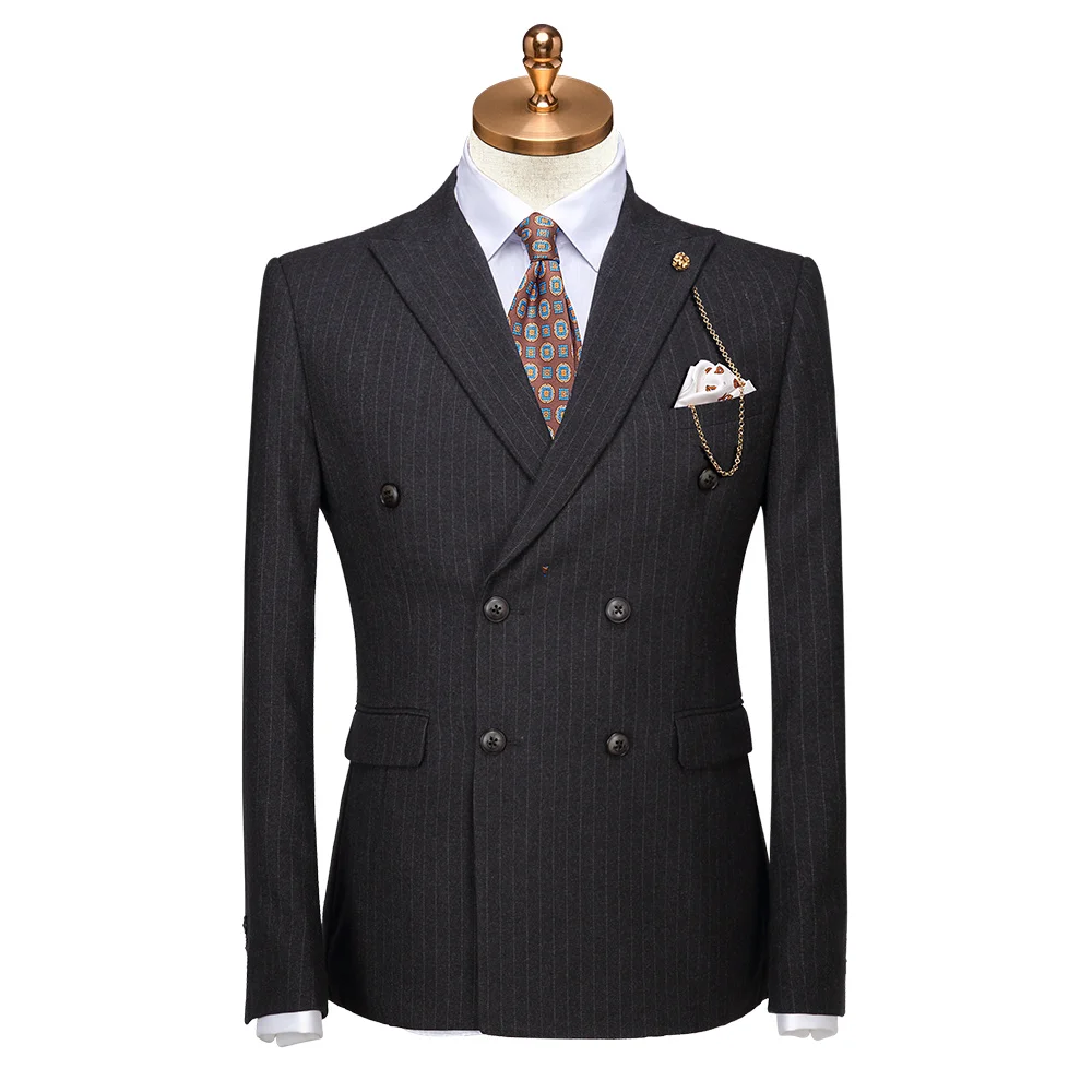 

Men Suit 2 Pieces Set Double Breasted Grey Slim Fit Wedding Groom Suits Set For Men Autumn Winter Formal Suits Set Plus 56