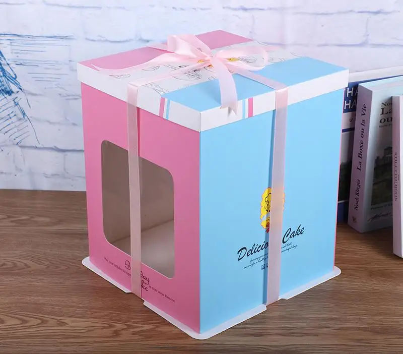 5 шт. увеличивающая коробка для праздничного торта 6/8 дюймов окна упаковочные коробки торт прозрачный подарок свадьба пылезащитный выставочный хранения - Цвет: D 5PCS