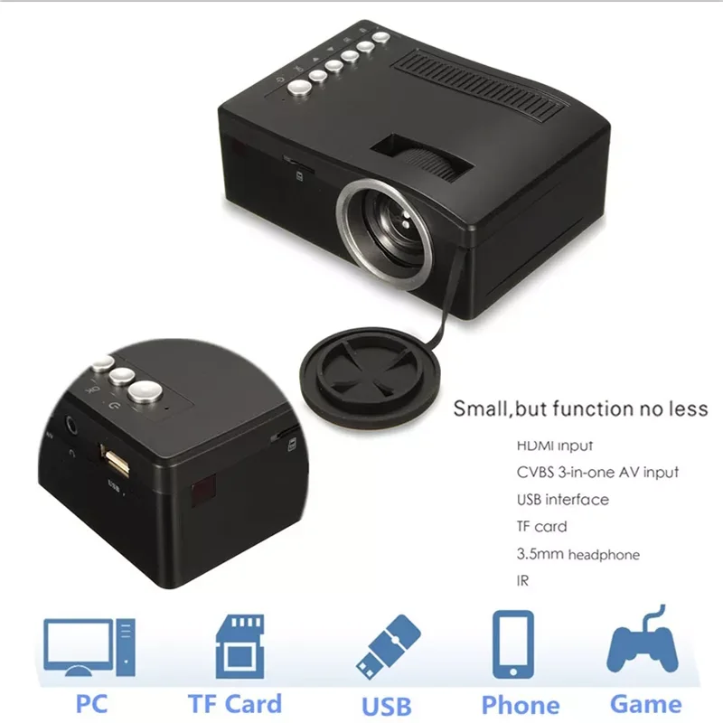 TIPTOP EU Plug Mini 1080P светодиодный проектор домашний кинотеатр мультимедийный ПК USB tv AV портативные проекторы