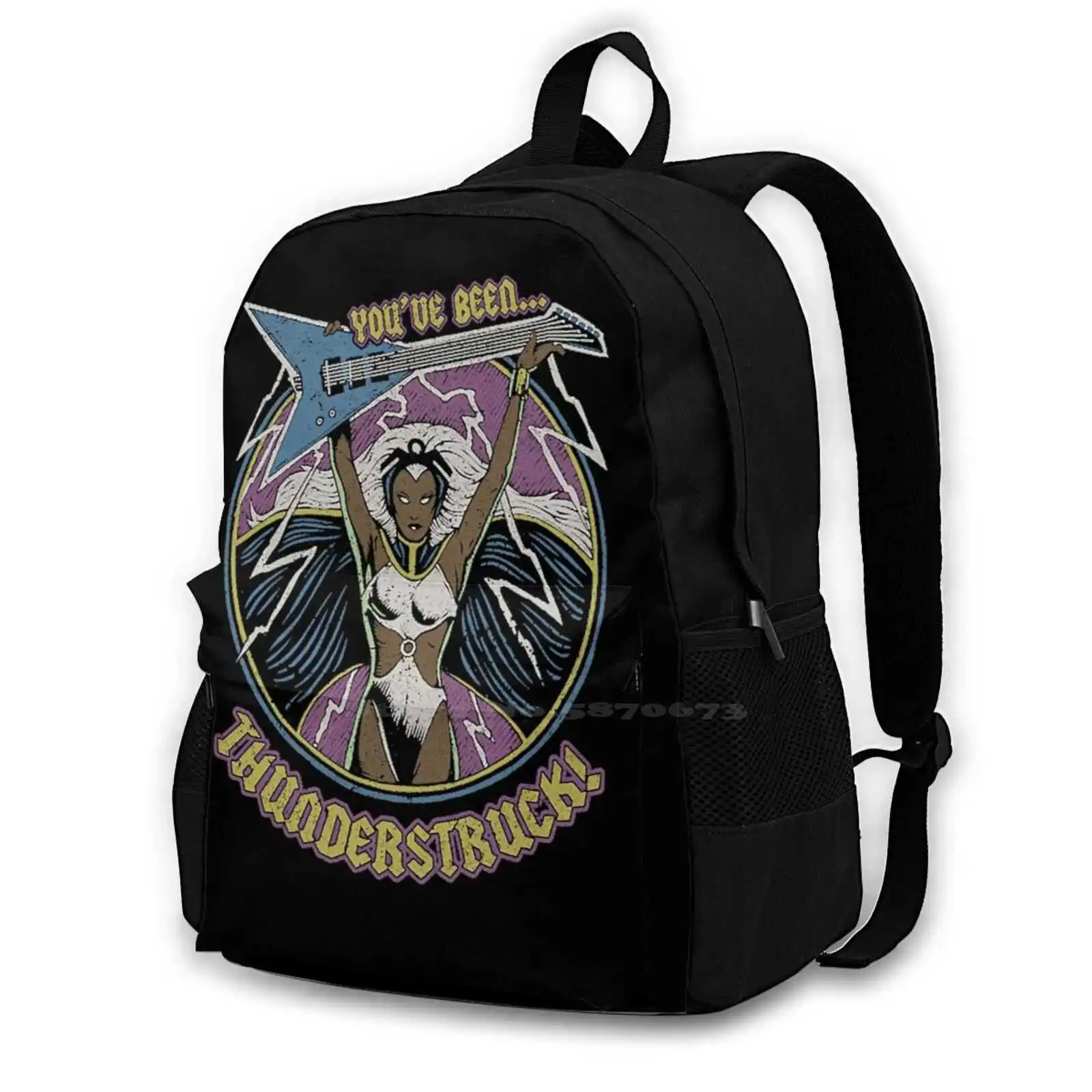 "Thunderstrawed" T-Shirt School Bag Zaino Di Grande Capacità Laptop 15 Pollici Slash Angus Young Back In Black Bon Comic