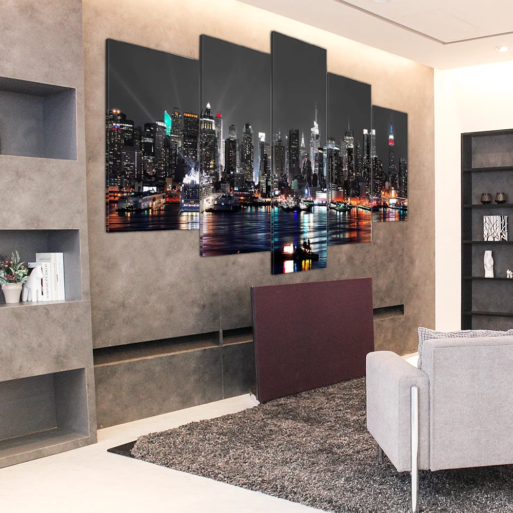 Холст картины маслом украшения Большой Нью-Йорк 5 шт. Ремесло Искусство дома