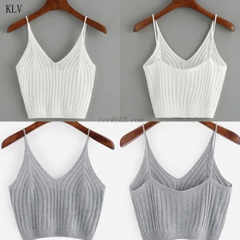 

Fashion New Women's Summer Basic Sexy Strappy Sleeveless Racerback Crop Top High Quality Casual Ribbed Knit Solid color