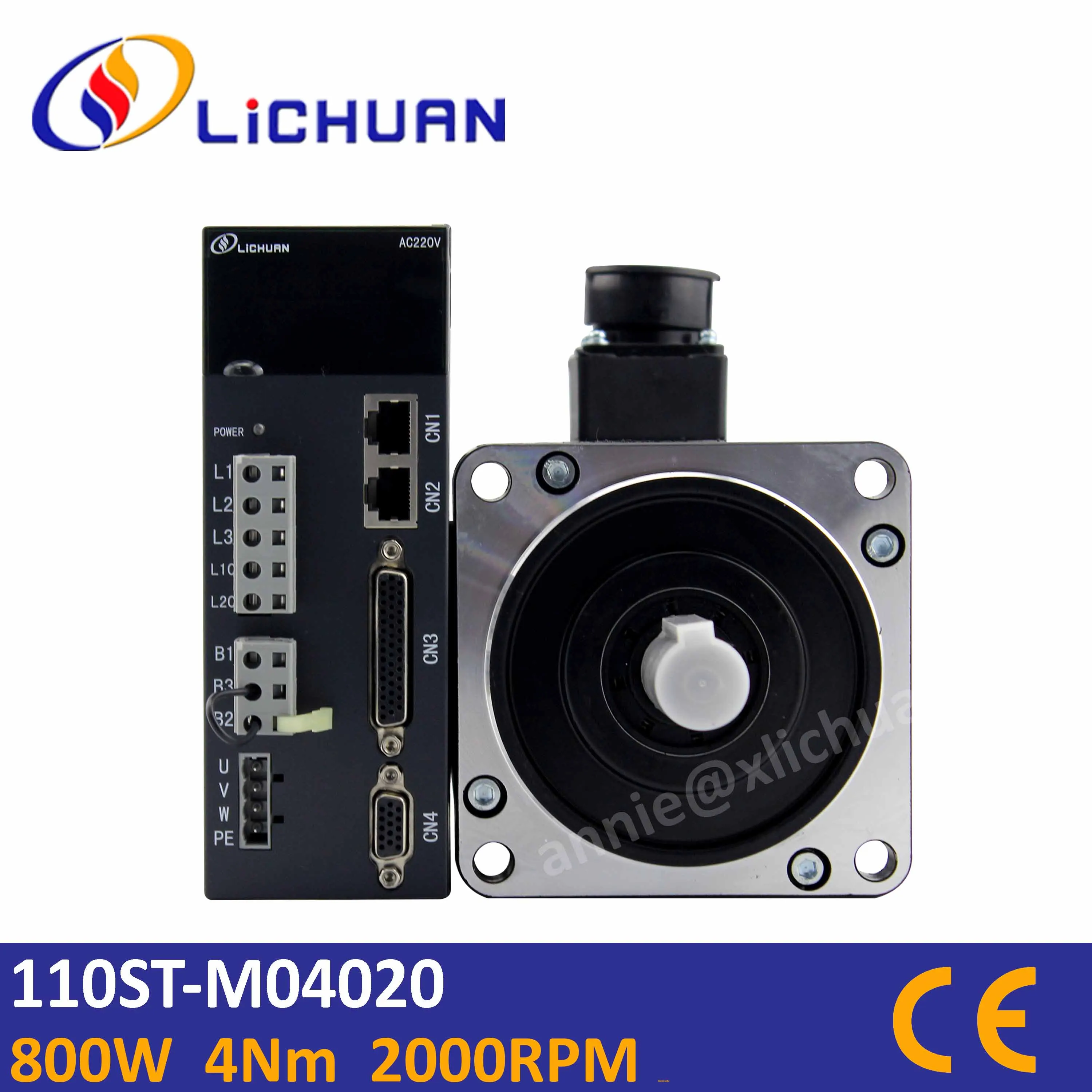 

AC servo motor 800W with driver kit AC220V 4Nm 0.8KW servo motor 2000rpm AC servomotor 800w servo controller for automation