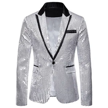 

2019 Shiny Sequins Suit Jacket Blazer One Button Tuxedo for Party, Wedding, Banquet, Prom, Nightclub Suit stage sequin