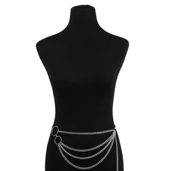 

GAOKE Luxury Women Chain Belts Waistbands All-match Waist Silver Multilayer Long Chain Belts For Party Jewelry Dress