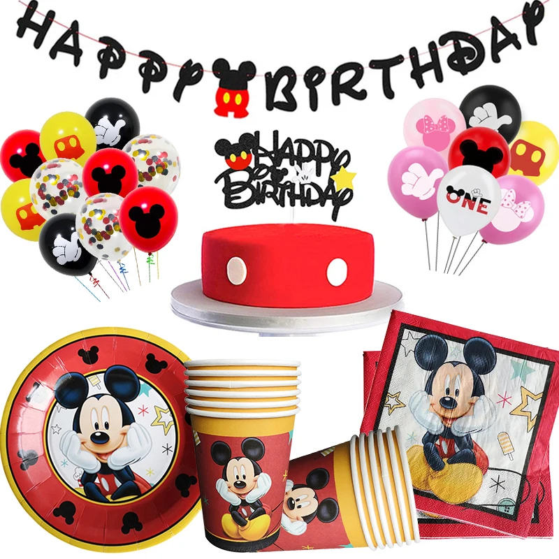 

Disney Mickey Mouse Theme Cutlery Kids Party Decoration Children Birthday Party Baby Bath Cup Plate Party Supplies Party sets