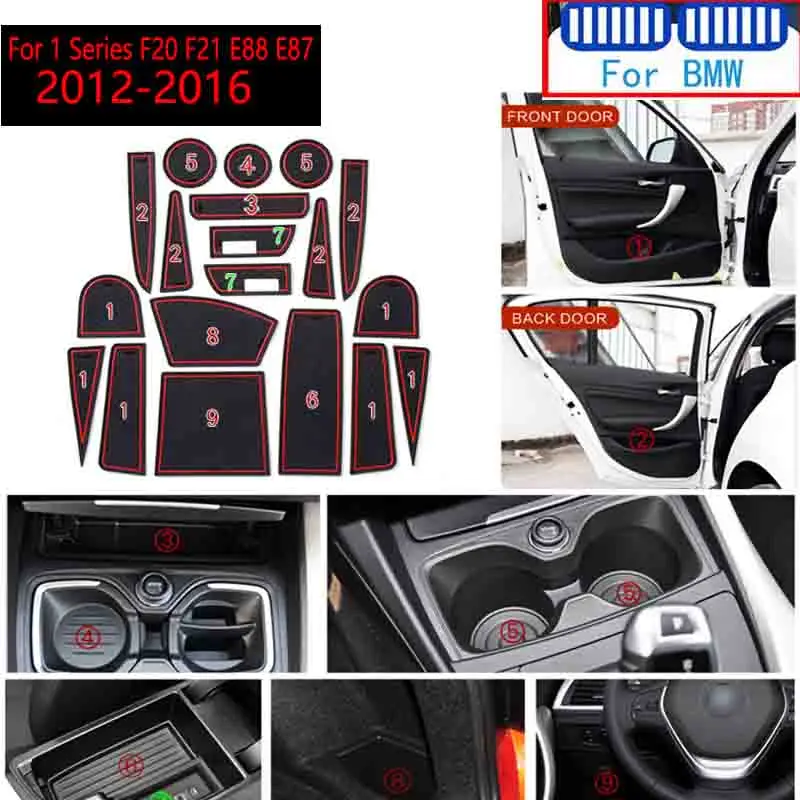 

Car Styling Door Groove Mat Gate Slot Cup Anti Slip Slot Mats Pads For Bmw Series 1 F20 F21 E88 E87 E82 M Power Cover Sticker