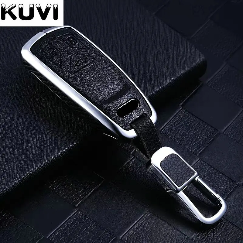 Car Styling Alloy Leather Smart Cover Case For Audi A4 New A4L A5 A6L QT S5 S7 Q7 TTS Auto Protection Key Shell Accessories