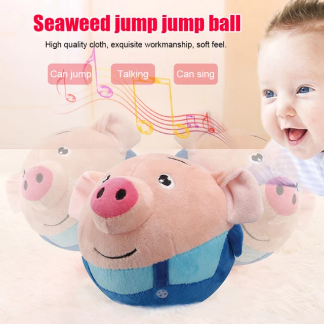 Cute Electric Bouncing Ball With Music Singing Jumping Speaking Toy Multi-Function Interactived Plush USB Charging Toy recording 1