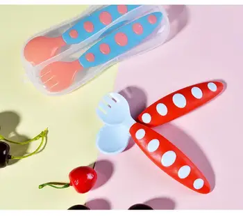 

200set 2pcs/set Baby Tableware Infant Spoons Children Soft Soup Fork Baby Spoon Cute Tableware Feeding Infant Dishes