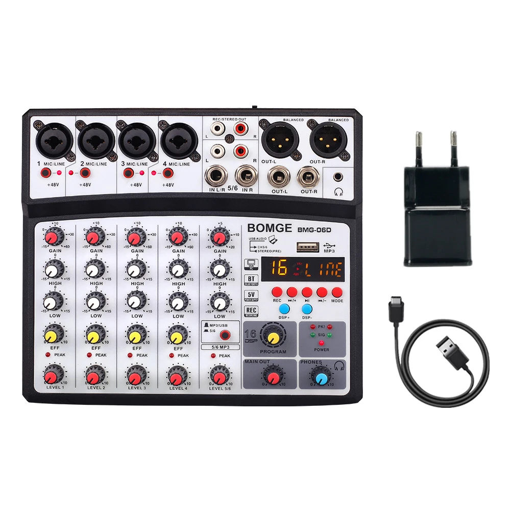 Bmg-06d 6 channels mixaggio console 16 DSP Bluetooth-compatible mixer audio 