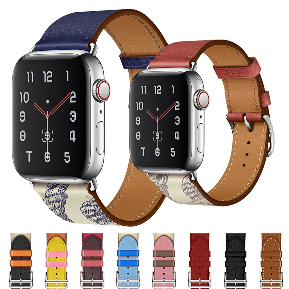 

Strap for Apple Watch 5 band 44mm 40mm Cow Leather iwatch band 42mm 38mm Single tour bracelet Watchband for apple watch 4 5 3 2