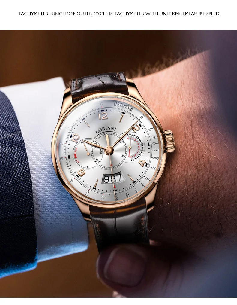 Часы для мужчин, мужские наручные часы LOBINNI Роскошные 50 м Водонепроницаемые Мужские автоматические механические наручные часы erkek kol saati