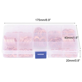 

280Pcs Assorted Solid Copper Crush Washers Seal Flat Ring Hydraulic Fittings Set