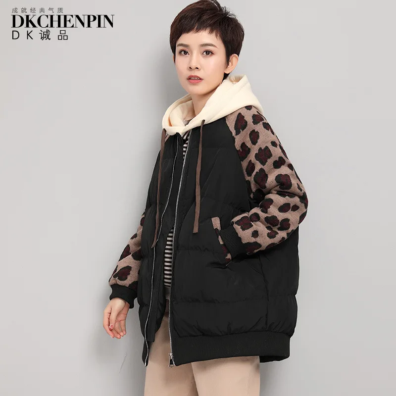 

Cotton Coat Women's Short 2018 Winter New Style Loose And Plus-sized Warm Korean-style Versatile Leopord Pattern Coat Cotton-pad