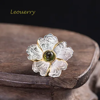 

Leouerry 925 Sterling Silver Natural Tourmaline Lotus Brooches for Women Dress Brooch Men's Suit Corsage Classical Fine Jewelry