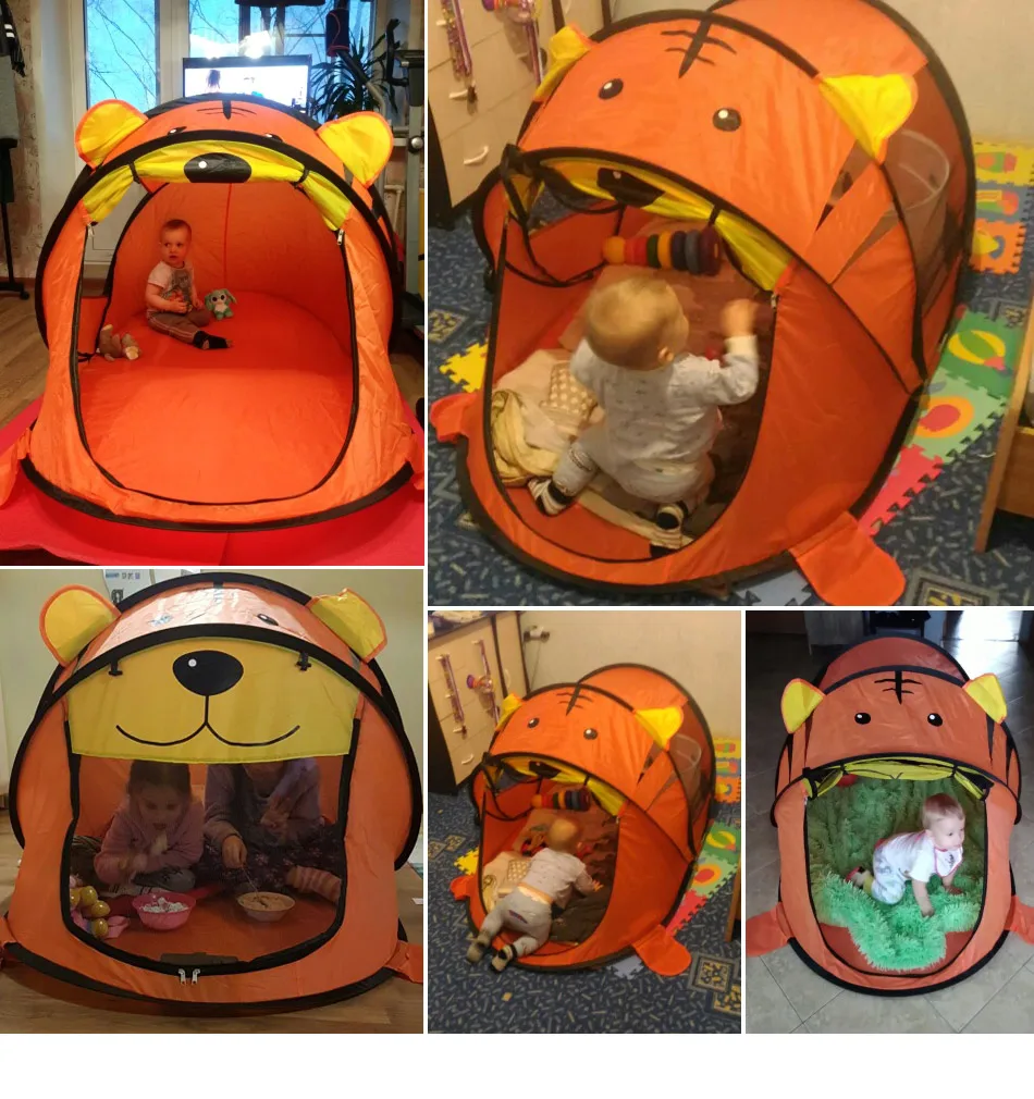 Мультфильм животных Тигр палатки детские палатки Дети Спорт на открытом воздухе детская игровая площадка Крытый игровой дом развлекательная игра палатки игрушка