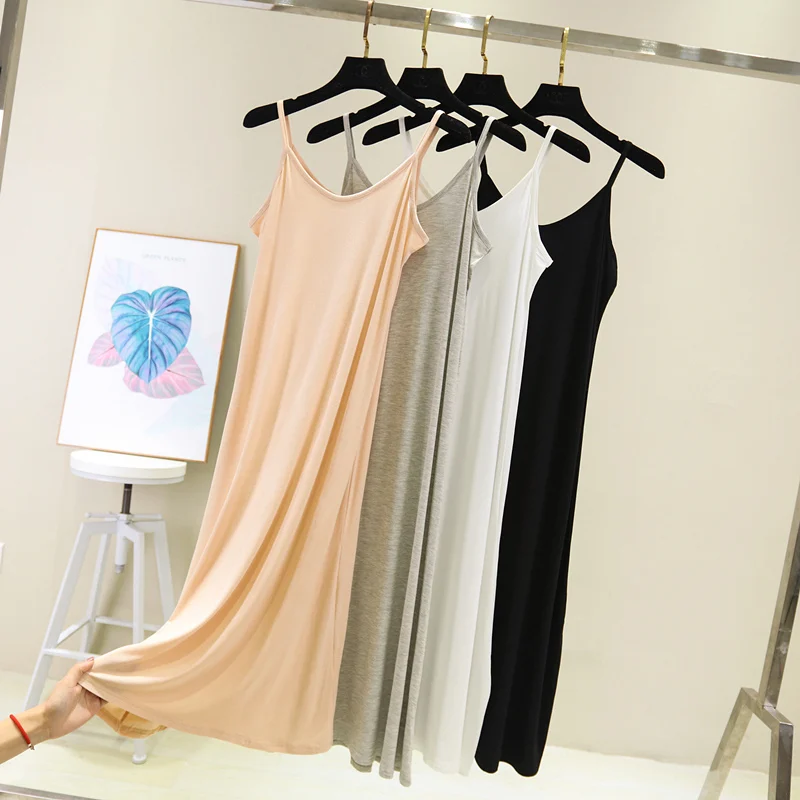 Spring Summer 2024 Woman Tank Dress Casual Modal Sexy Camisole Elastic Female Home Beach Dresses O-Neck Camis Sexy Dress 5