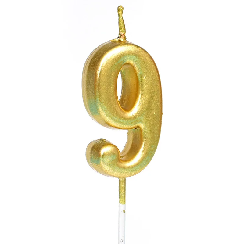 gold 9 1 шт Серебряные розовые золотые свечи для дня рождения украшения 0-9 Количество свечи для торта кекса Топпер вечерние принадлежности - Цвет: gold 9
