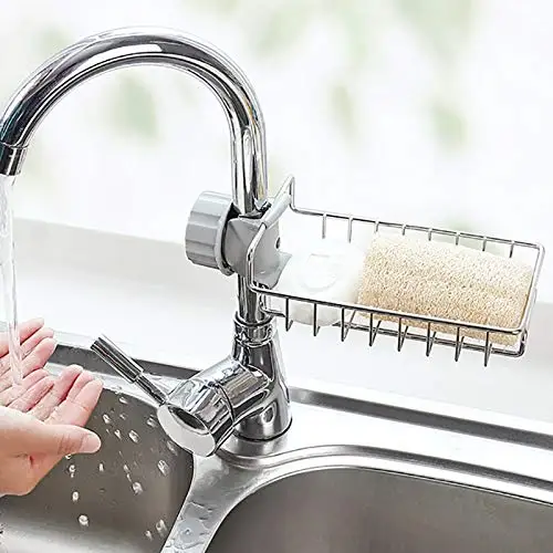 Kitchen Drainage Shelf Multifunctional Dishwashing Sponge Storage Rack Stainless Steel Adjustable Rack For Bathroom Soap Rag