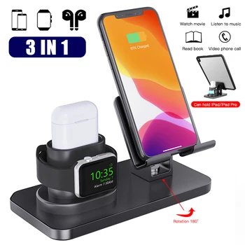 

3 in 1 Charging Dock Holder For Iphone X Iphone 8 Iphone 7 Iphone 6 Silicone charging stand Dock Station For Apple watch Airpods