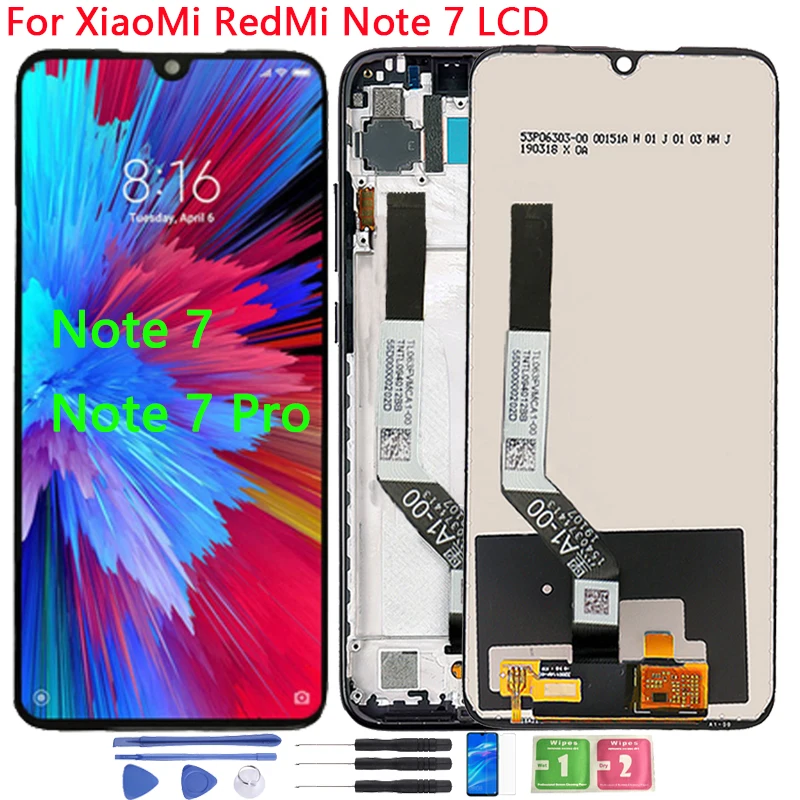 Оригинальный ЖК дисплей 6 3 дюйма для Xiaomi RedMi Note 7 сенсорный экран с рамкой в сборе