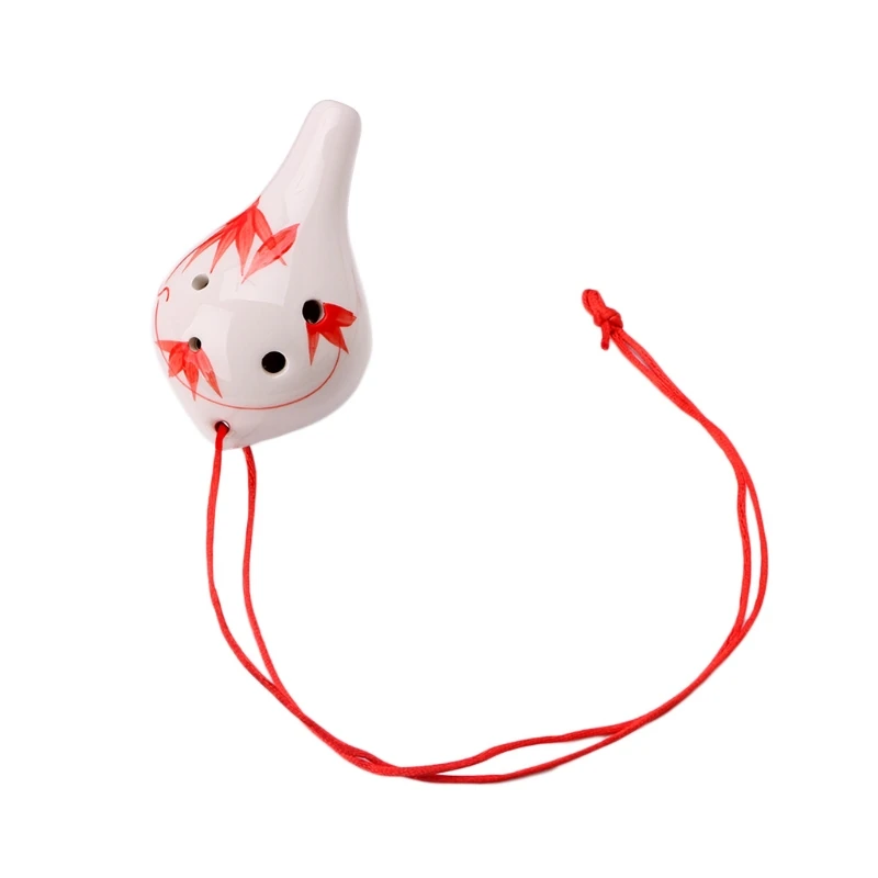 Профессиональный 6 отверстий ocarina керамический альт AC ключ флейта музыкальный инструмент - Цвет: Красный