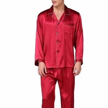 

CALOFE Men's Silk Pajama Set Men's Sleepwears Men Sexy Soft Homme Cozy Satin Nightgown Casual Lounge Pajama Nightwear