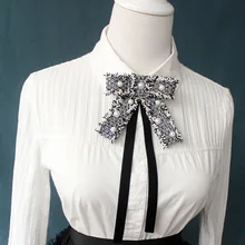 Женский галстук-бабочка для шеи, рубашка, стразы, жемчуг, бисер, сплав, для свадьбы, бизнеса, Рождества, галстук, форма, галстук-бабочка, аксессуары