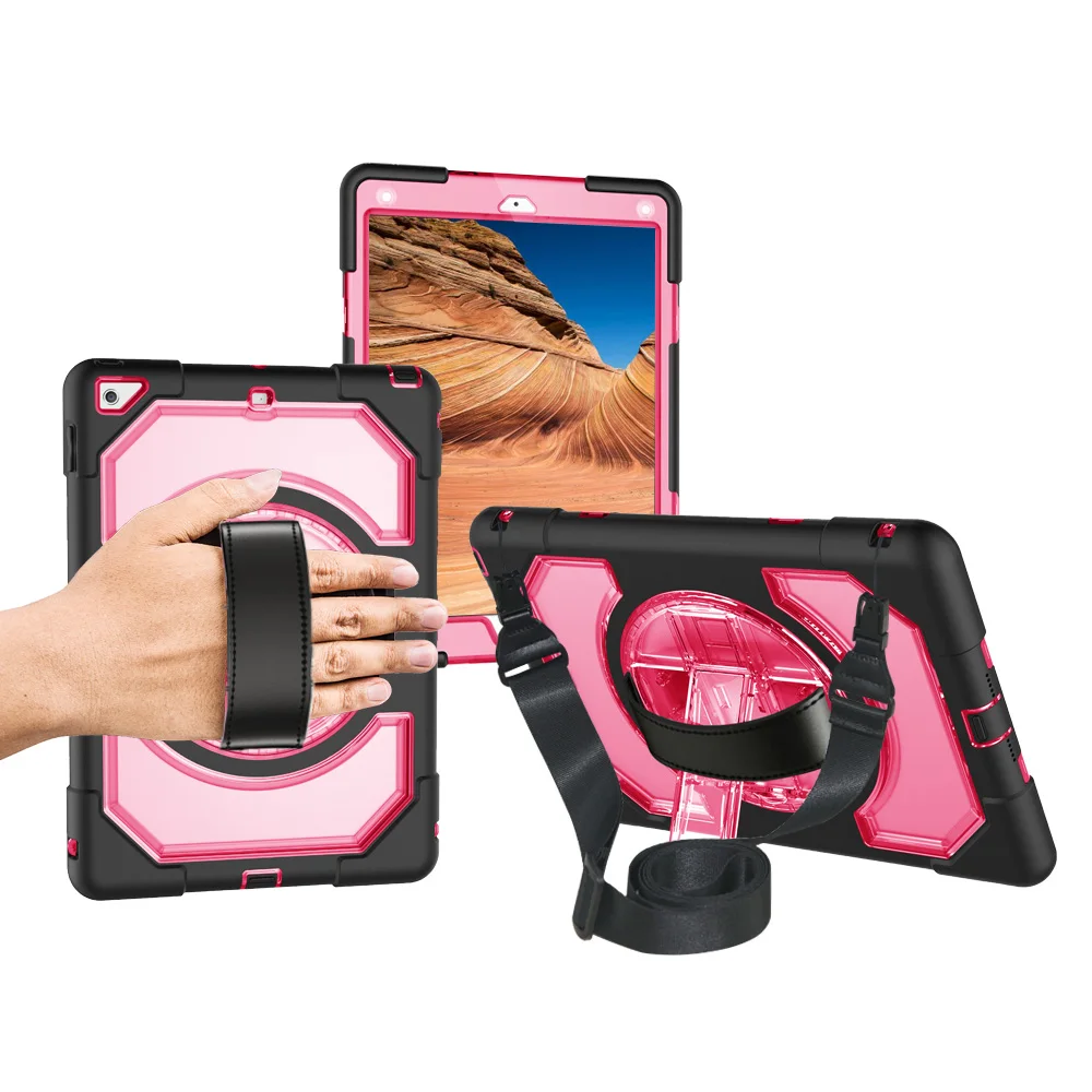 

Shockproof Case for iPad 2018 2017 9.7 inch Cover with 360 Rotating Stand Shoulder Strap for iPad 5th/6th Generation Case FHL01