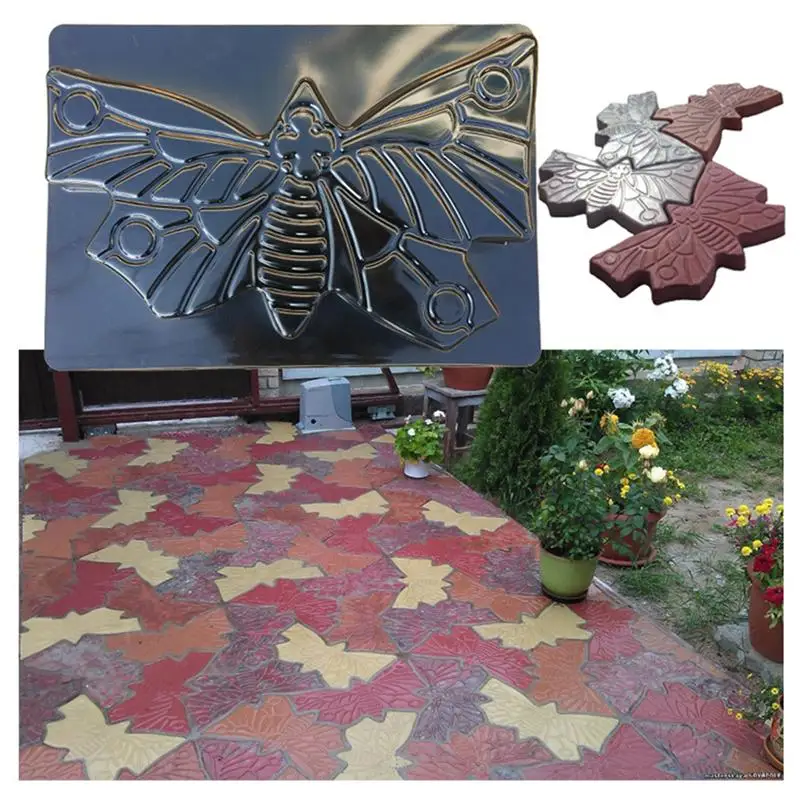 New-Butterfly Shape Plastic Path Mould Manual Concrete Cement Stepping Stone Mould Road Making Tool Garden Paving Mould