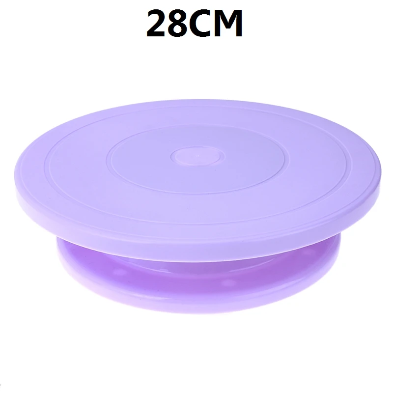 Purple 14/28 см Торт поворотный стол вращающийся против скольжения украшения торта проигрыватель торт поворотный стол круглый торт подставка Кухня выпечки инструменты - Color: Purple