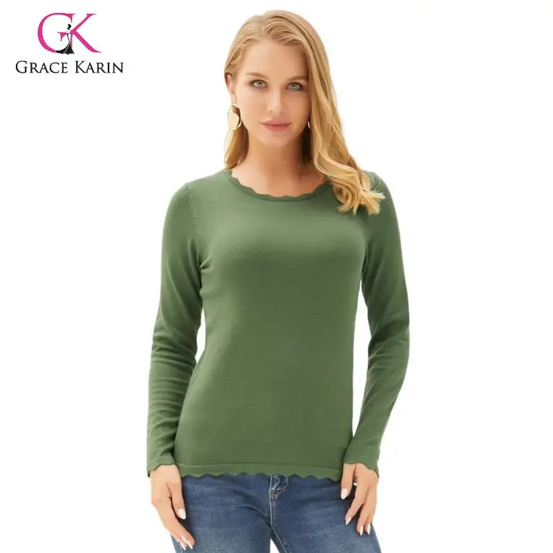 

Grace Karin Women New Fashion Autumn Winter Basic Sweater High Stretchy Long Sleeve Knitted Pullover Tops Knitwear Casual Jumper
