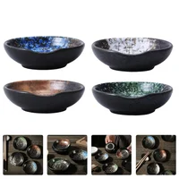 4pcs Ceramic Sauce Dishes Hand Painted Seasoning Dishes Condiment Storage Dishes (Assorted Color)