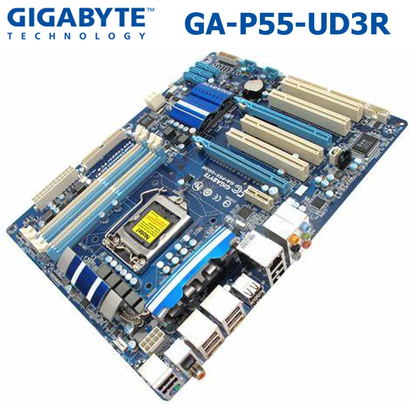 Для Gigabyte GA-P55-UD3R оригинальная б/у рабочего стола материнской платы P55-UD3R P55 LGA 1156 i5 i7 DDR3 16G SATA2 блок питания ATX GA-P55-UD3R