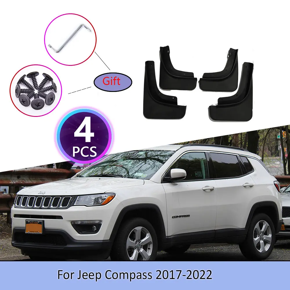 

4PCS Car Mudguards For Jeep Compass 2017~2022 Screw Cladding Splash Plastic Durable Flaps Mudflap Wheel Flap Accessories 2018